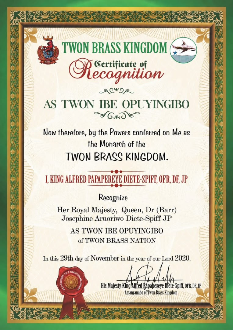 The Twon Ibe Opuyingibo 1, of Twon Brass Kingdom