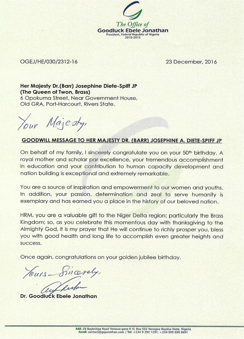 Commendation from GOODLUCK EBELE  JONATHAN